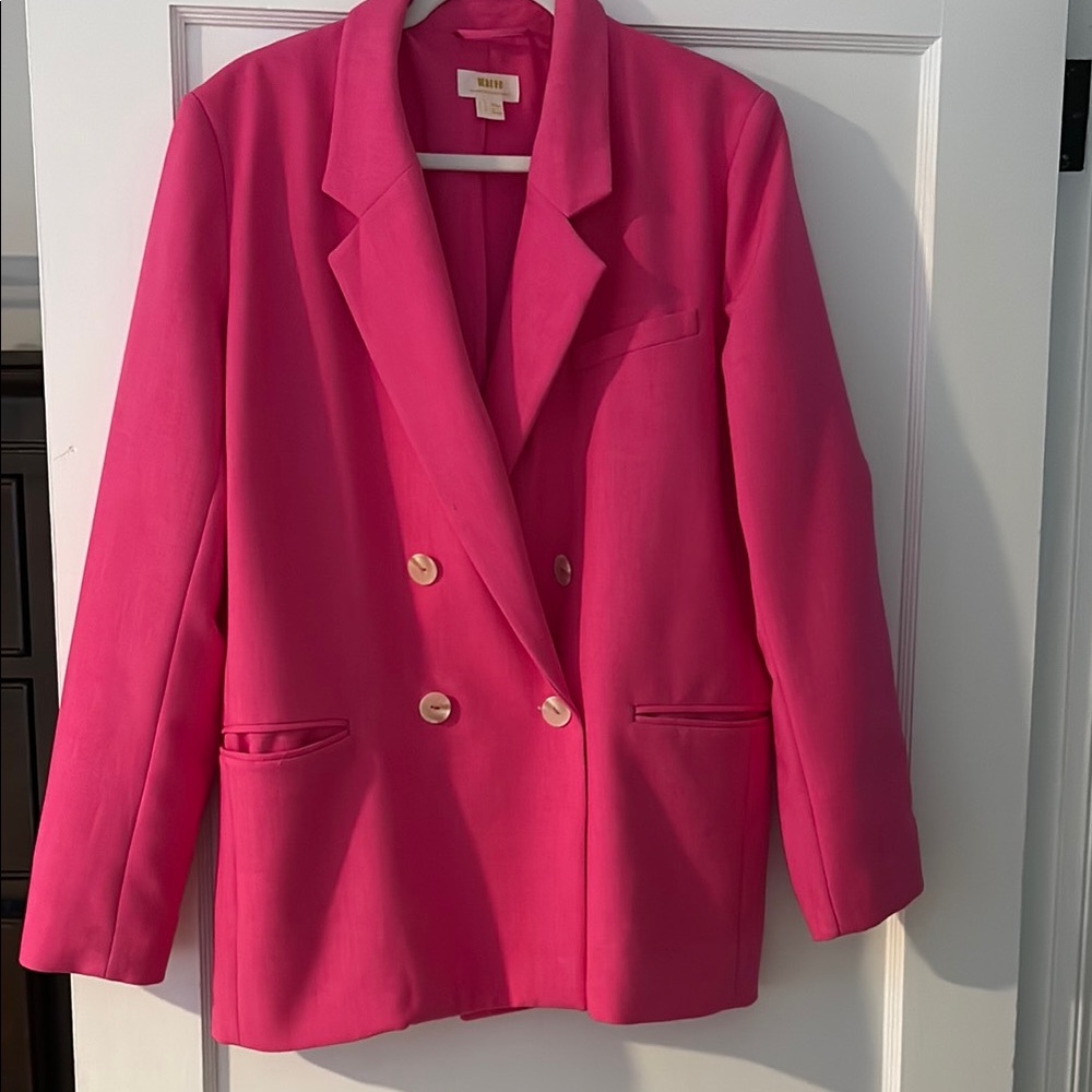 Maeve Pink Blazer Double-Breasted Suit Jacket